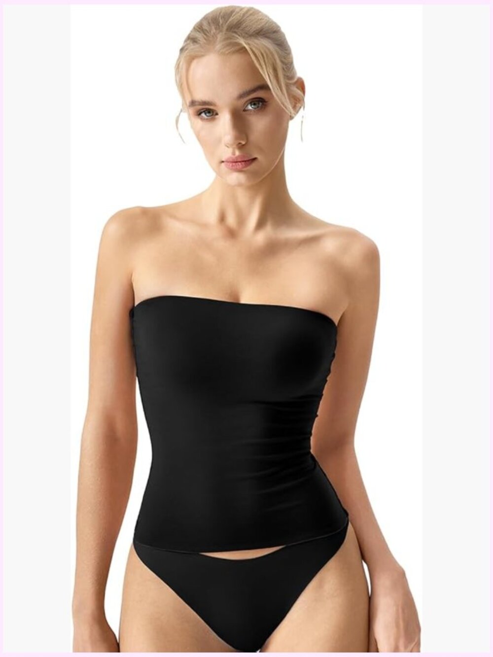 Double Lined Strapless Bandeau Tube Top Slim Fit Tank